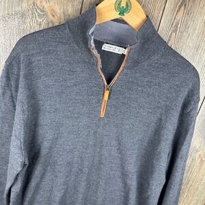 Collars & Co Mens Australian Merino Wool Quarter Zip Sweater Charcoal Grey XL